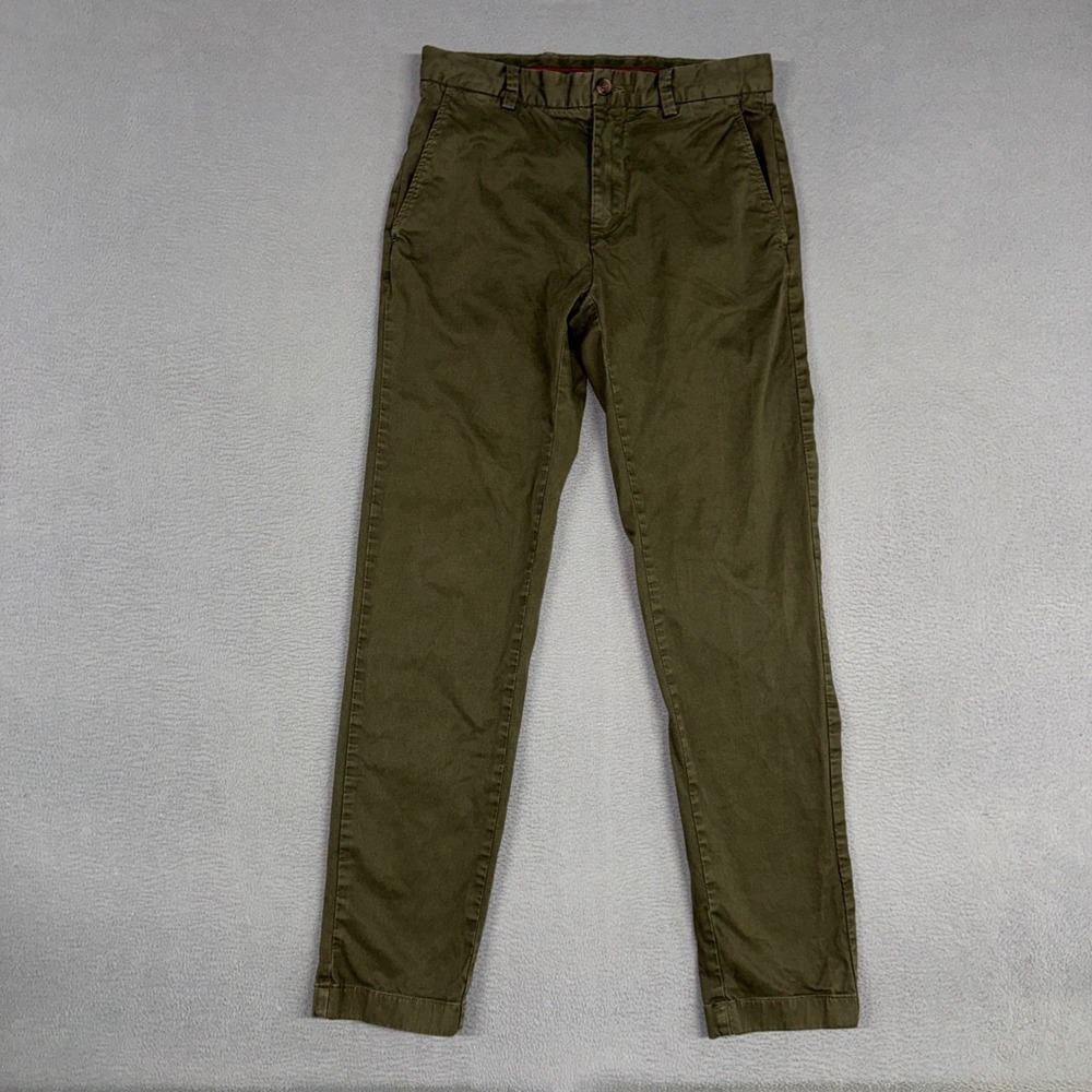 Brooks Brothers Pants Mens 30x32 Olive Green Red Fleece Slim Fit Stretch Chinos